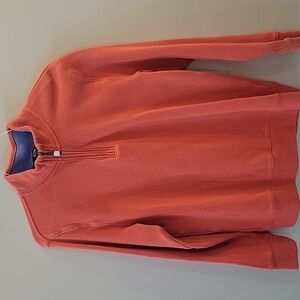 Lands' End mens 1/4 zip Bedford Rib pullover size small 34-26 100% cotton.Orange